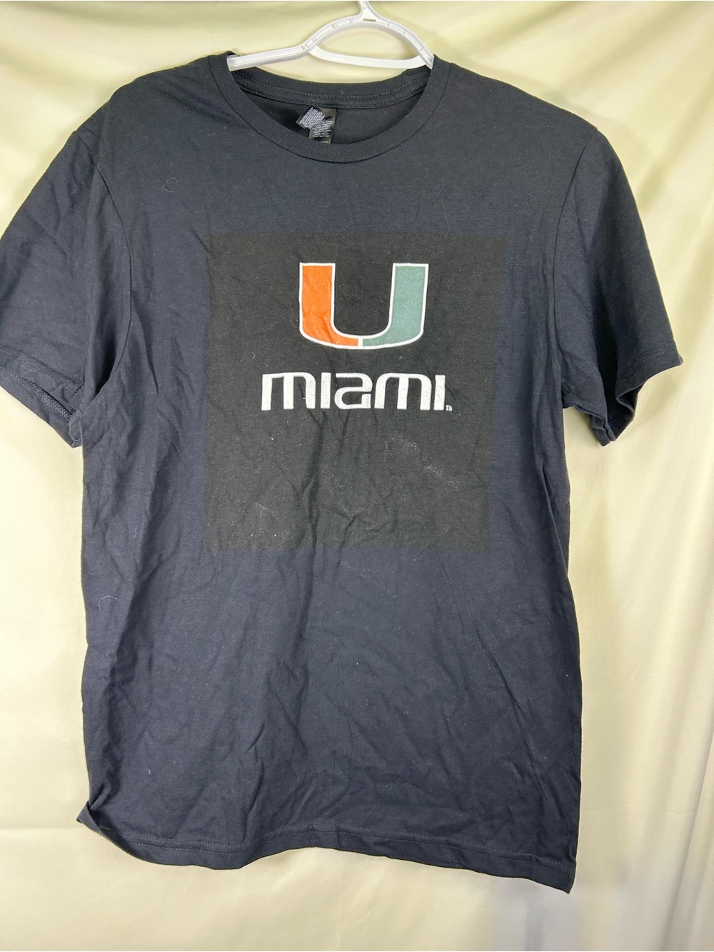 Gildan Black Tee with Orange & Green Miami U Logo